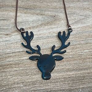 Pilgrim Deer Antlers Necklace On Copper Tone Chain